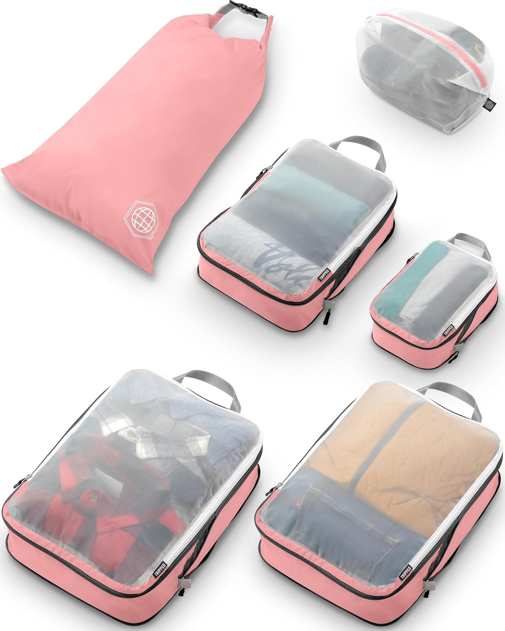 TRIPPED Travel Gear Large Compression Packing Cubes with Mesh 6-Piece Set