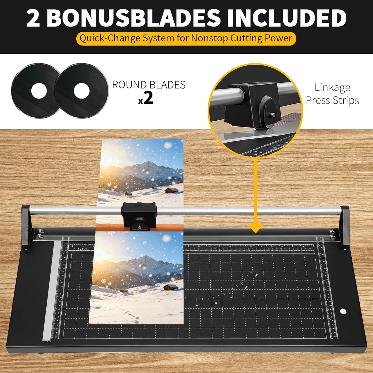 24" Manual Precision Rotary Paper Trimmer,Heavy Duty Rolling Cutter Tool,Professional Rolling Trimmer for Cutting Photo Paper, Card Stock, Office Paper