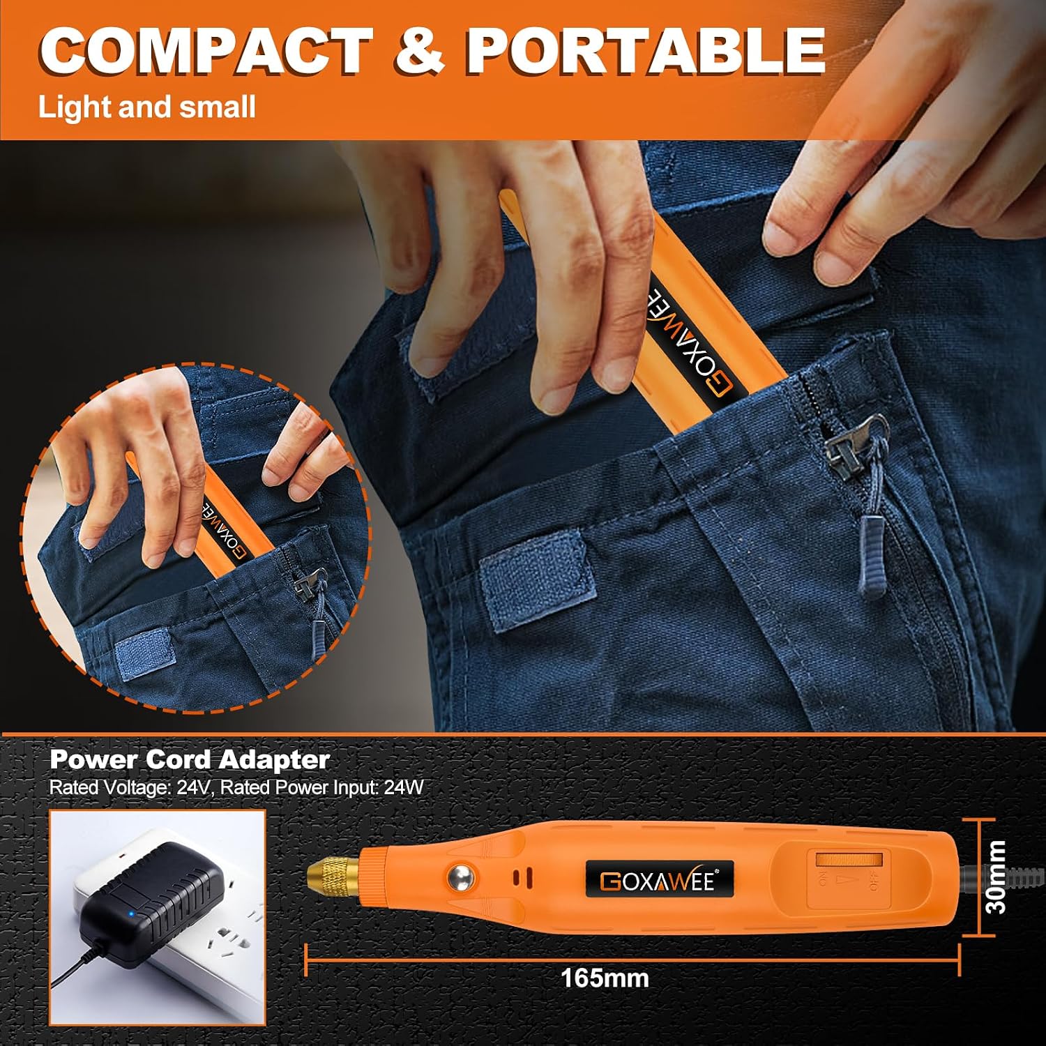 GOXAWEE Mini Corded Rotary Tool Kit, 105Pcs Electric Small Grinder Set