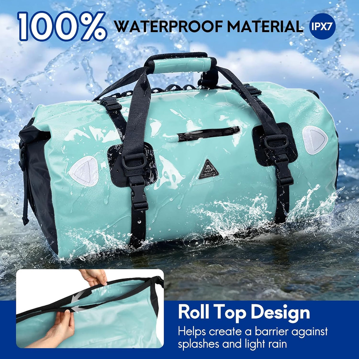 Haimont Waterproof Duffel Bag Roll-top Dry Duffel Bag with Quick-fixed Straps for Motorcycling, Rafting, Boating, SUP, Kayaking, Travel, 50L/70L