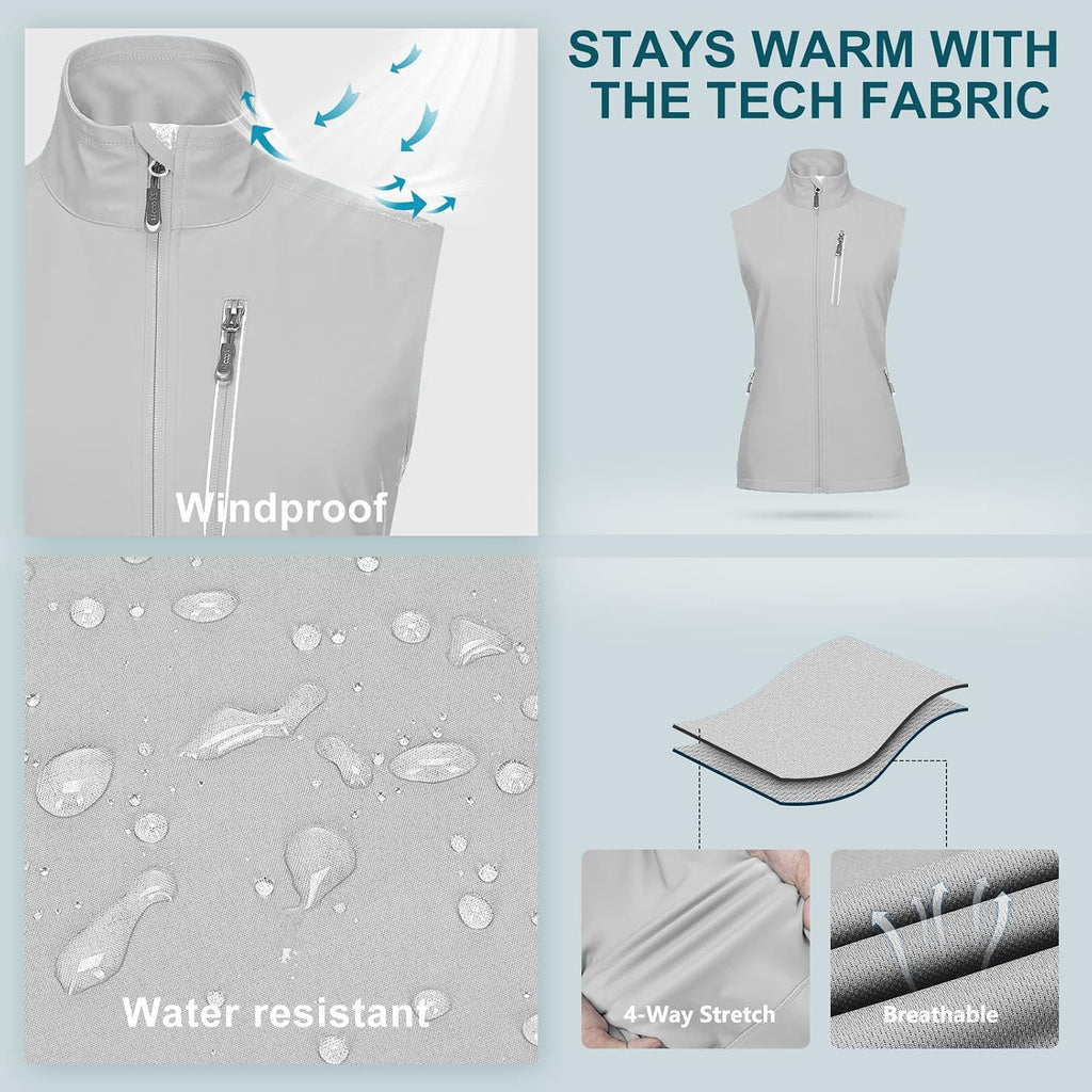 33,000ft Women's Lightweight Running Vest with 6 Pockets for Travel Golf