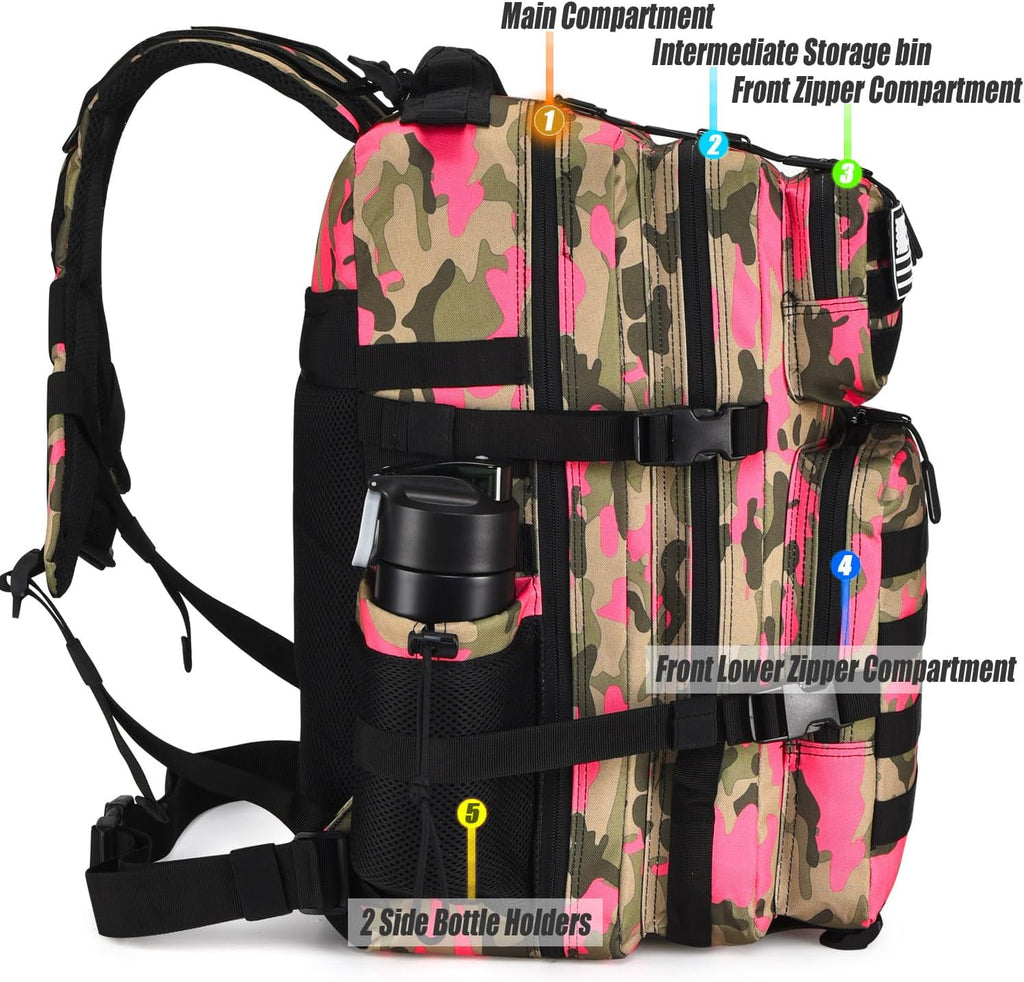 45L Tactical Backpack for Men Women, Military Assault Pack with MOLLE, Large 3 Day Bug Out Bag for Hiking Camping