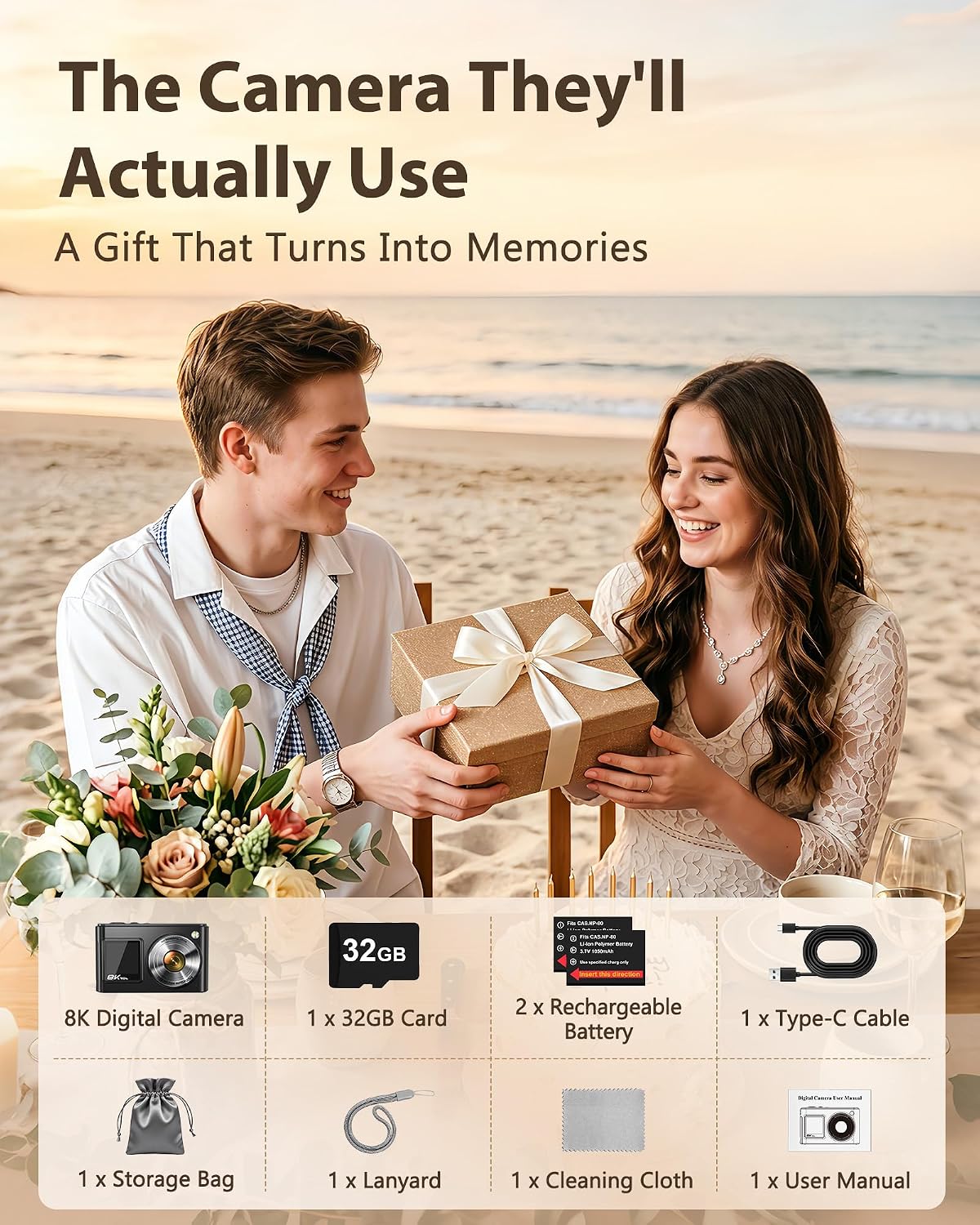 8K Digital Camera, 96MP WiFi Camera for Photography with Dual Screen(Black)