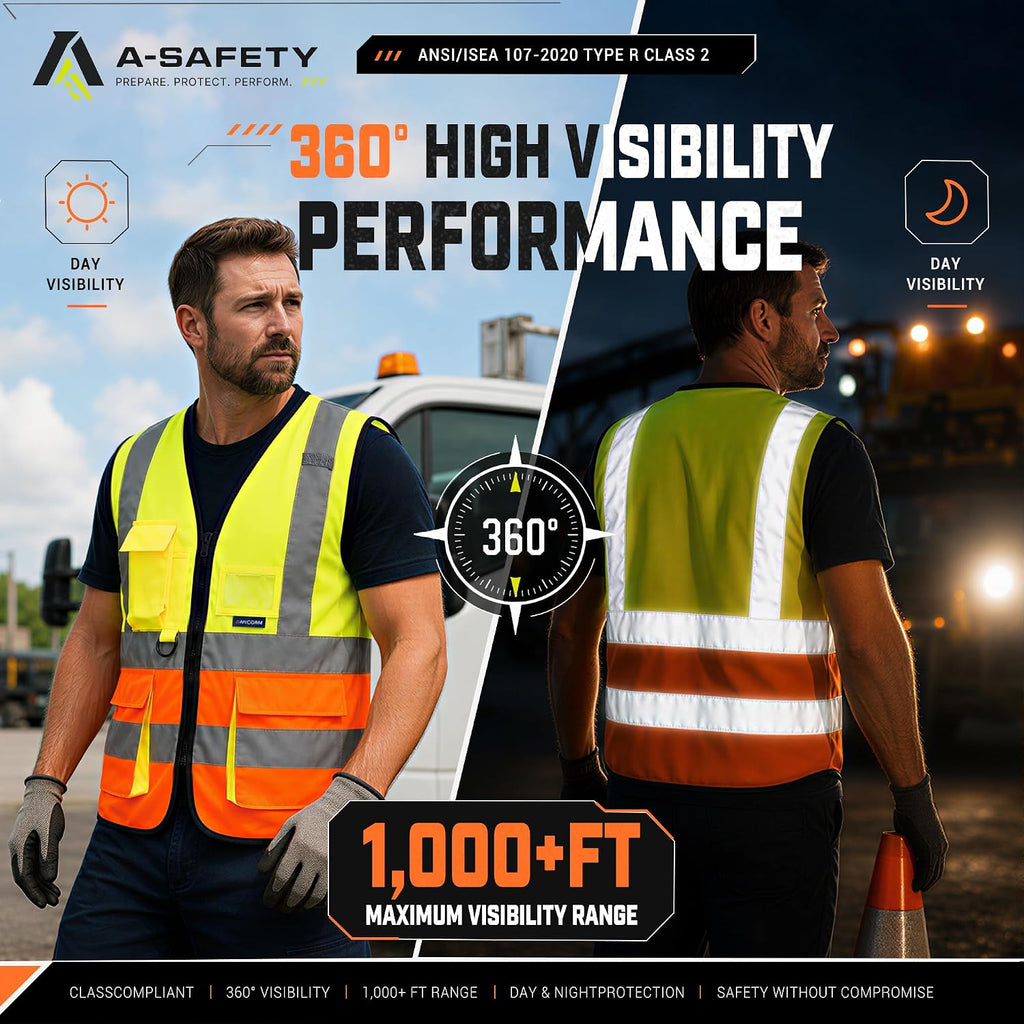 A-SAFETY High Visibility Reflective Safety Vest Customize Logo (XS-8XL)