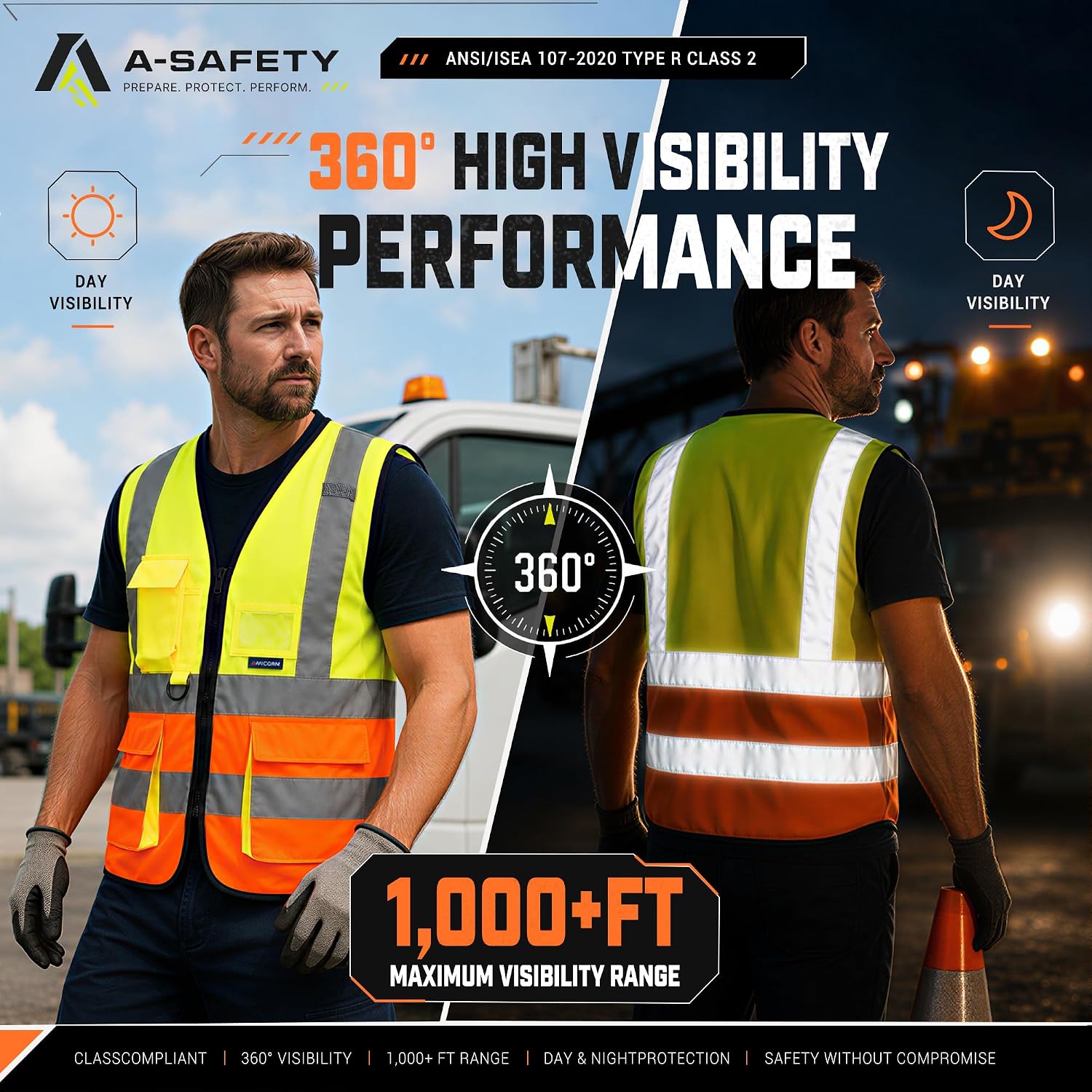 A-SAFETY High Visibility Reflective Safety Vest Customize Logo (XS-8XL)