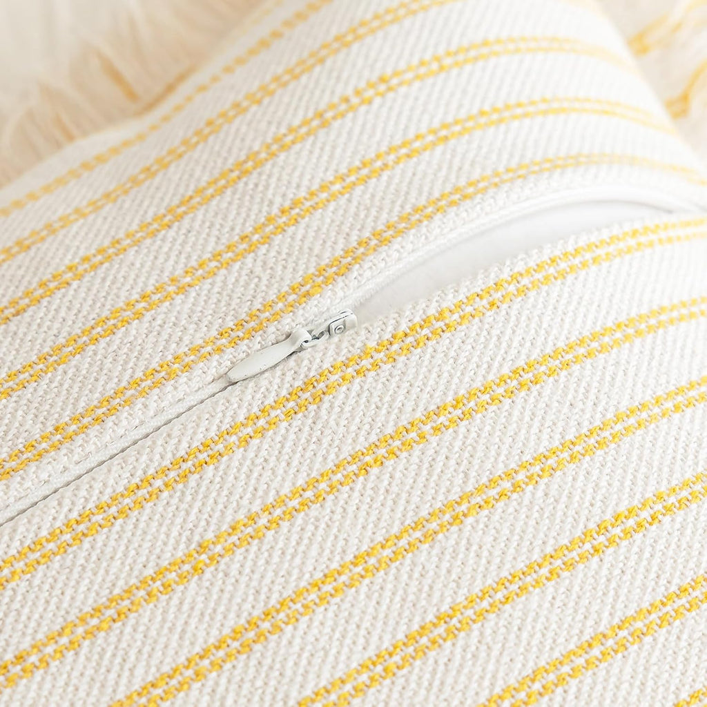 YEENAASY Throw Pillow Covers 18x18 Boho Striped Pillow Cases with Tassel