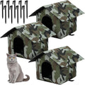 Soaoo 3 Pcs Cat Houses for Outdoor Stray Cats Shelter Weatherproof Outside House Indoor Foldable Pet Cave with Tent Stakes for Wild Animal Dogs(Camouflage Style)