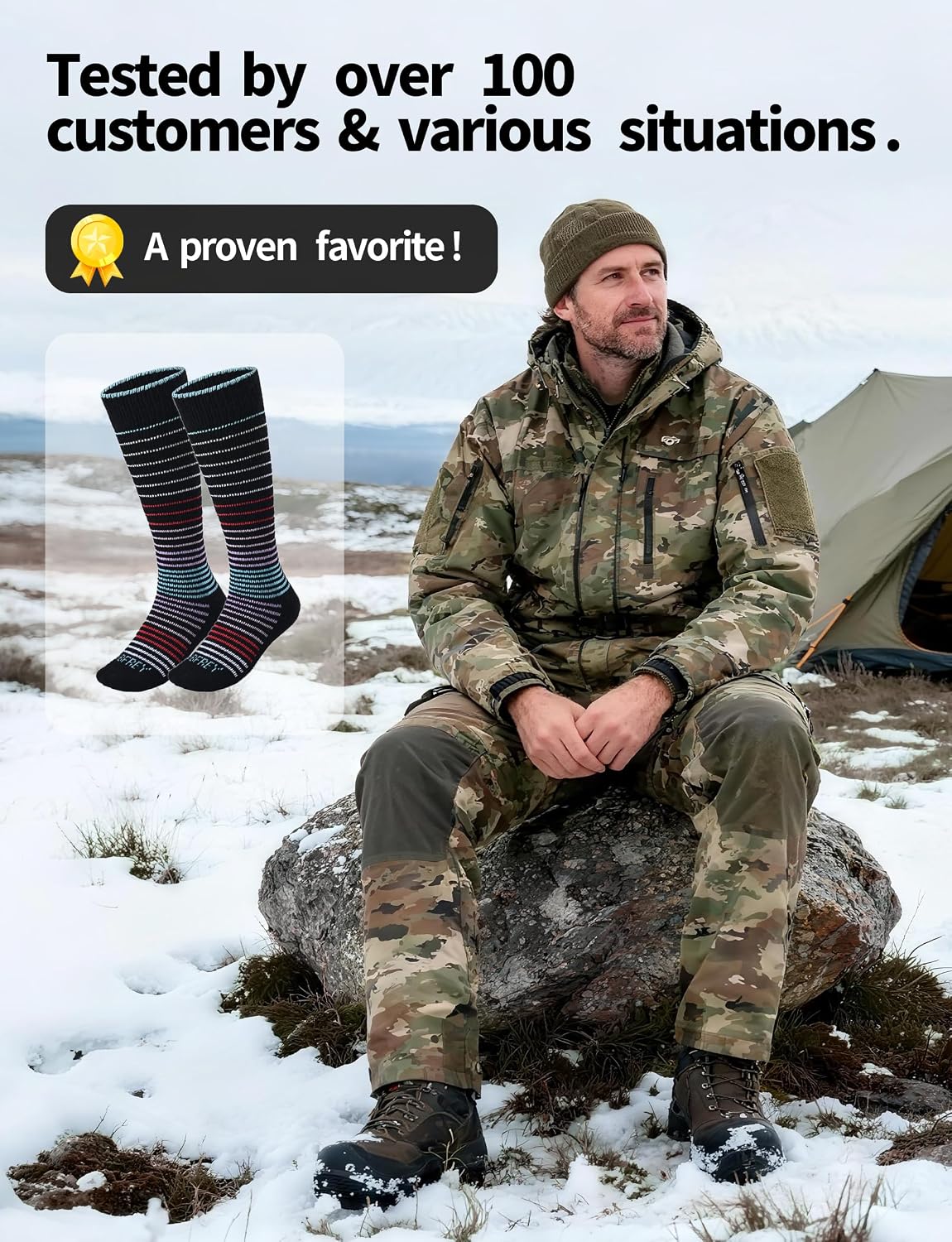Over-The-Calf Alpaca Wool Boot Socks for Men Women - Thick Thermal Socks for Winter Hiking, Hunting, Moisture Wicking