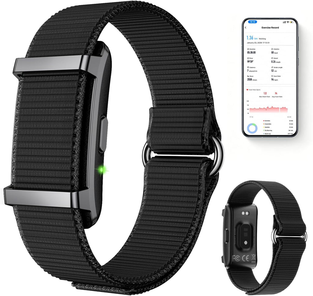 Smart Bracelet Fitness Trackers for Men Women, Smart Watch 24/7 Heart Rate Sleep Stress HRV Monitor, 170+ Sports Modes, 2 Bands, Free APP