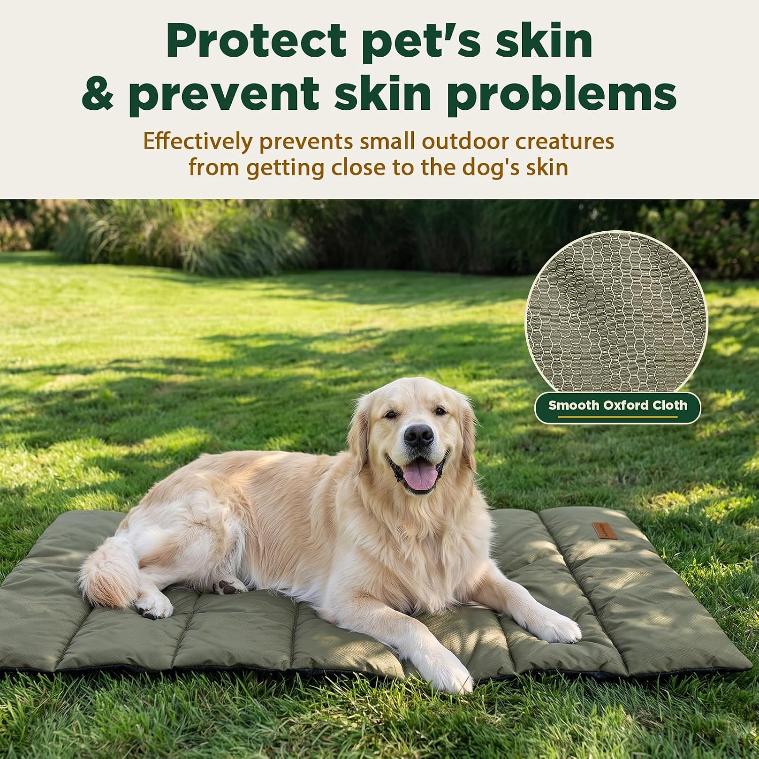 Gimars Upgraded Thickened XL Outdoor Dog Bed with Waterproof Film, Easy to Roll Up with Buckle, Large Travel Pet Bed for Large & Extra Large Dog, Portable, Foldable, Washable for Camping,Traveling
