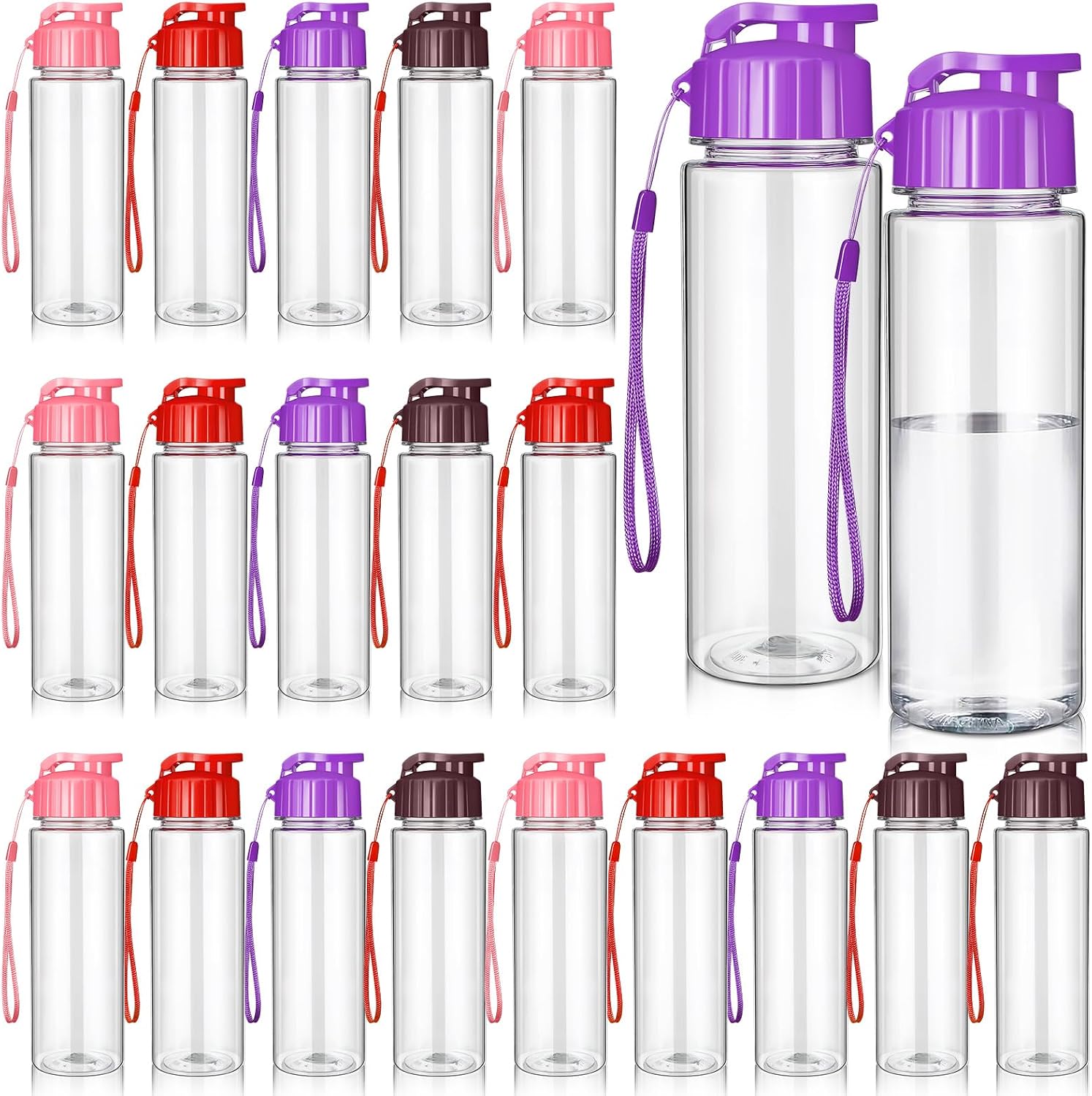 Mifoci 20 Pcs Plastic Water Bottles Bulk 17 oz, Vibrant Color