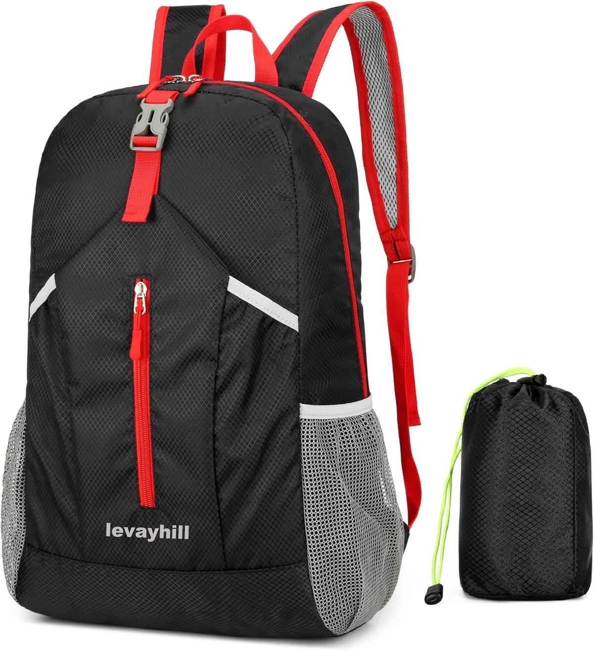 levayhill 25L Foldable Hiking Backpack,Small Packable Daypack, Black