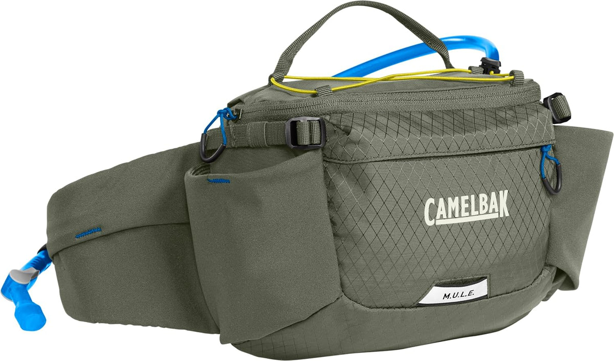 CamelBak M.U.L.E. 5 Hydration Waist Pack with 50oz Lumbar Reservoir, Stable Carry and Smart Storage for Mountain Bike and Gravel Riding, Dusty Olive 2.0