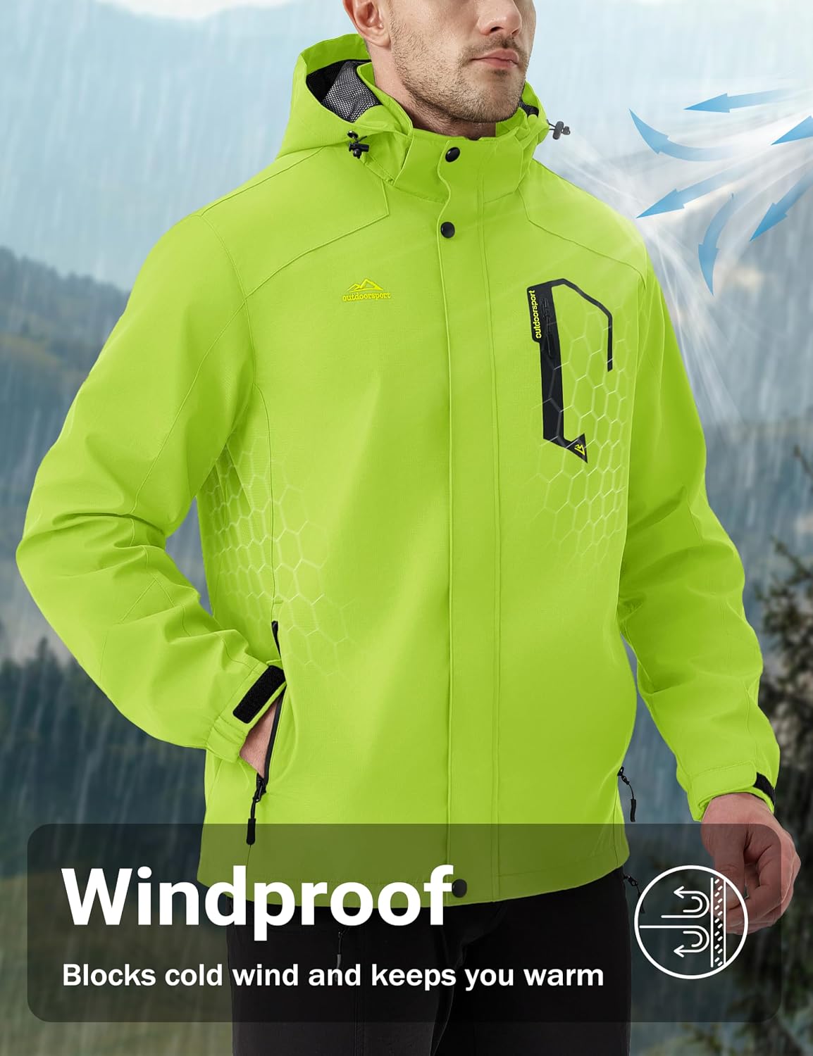 MAGCOMSEN Men's Lightweight Windbreaker Rain Jacket Raincoat with Detachable Hood for Hiking Fishing Activewear