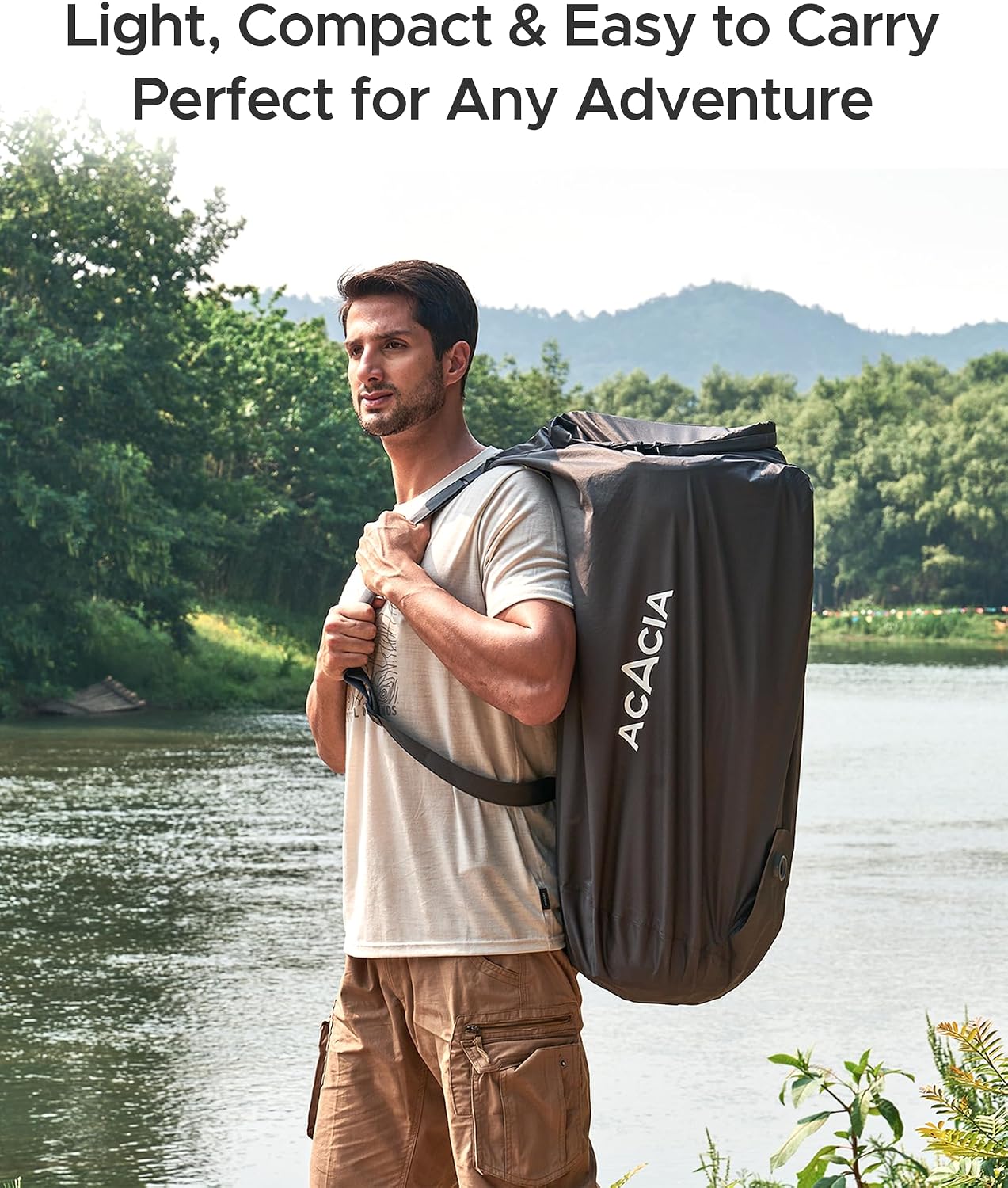 Acacia 4" Thick Self Inflating Sleeping Pad with Foam, Innovative Y-Shaped Telescopic Structure, Ultraportable Camping Air Mattress with Pump Sack, Easy Roll Up Sleep Bed for Travel Tent Car