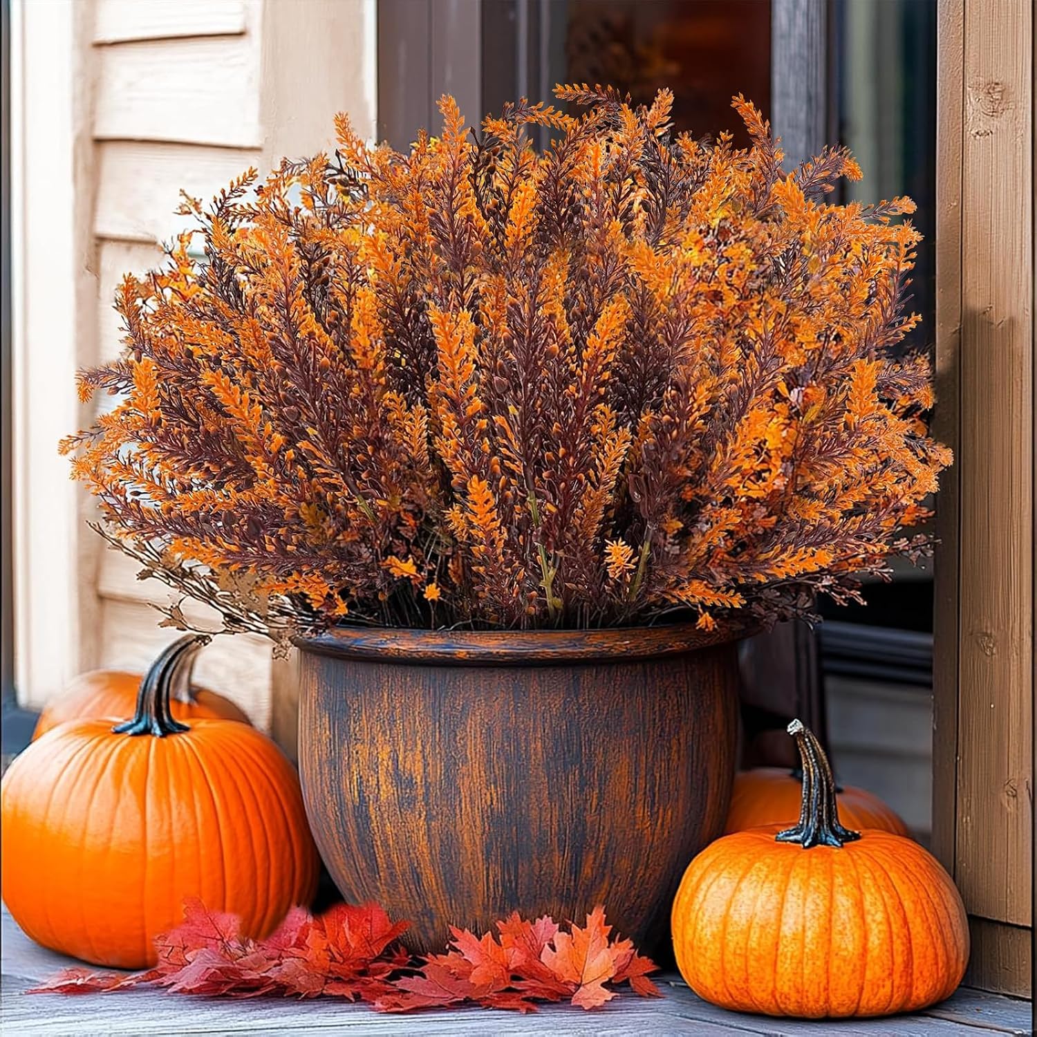 TURNMEON 10 Bundles Artificial Fall Flowers for Outdoors Fall Decorations