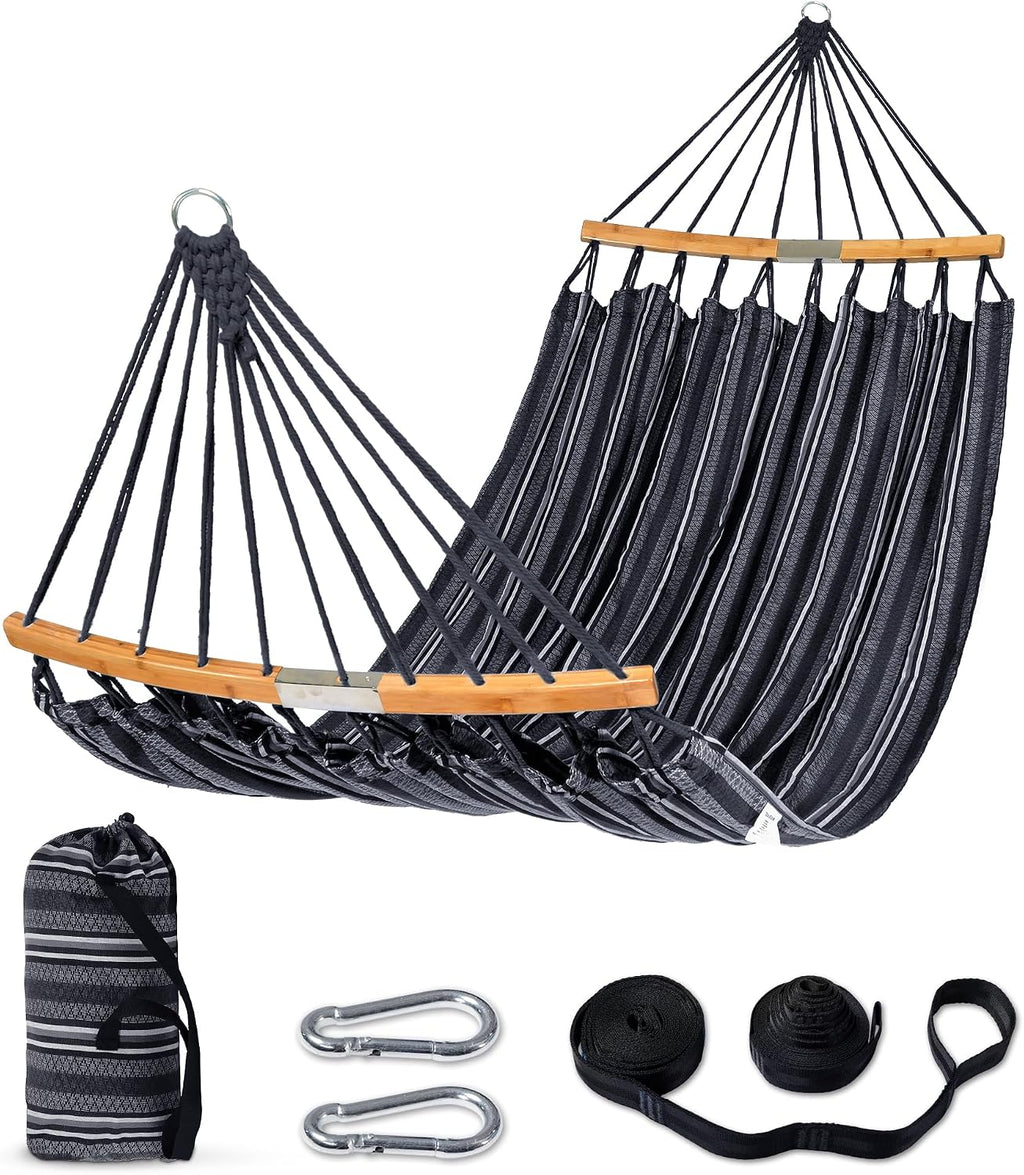 SUNCREAT Hammocks Double Hammock with Curved Spreader Bar, Dark Gray