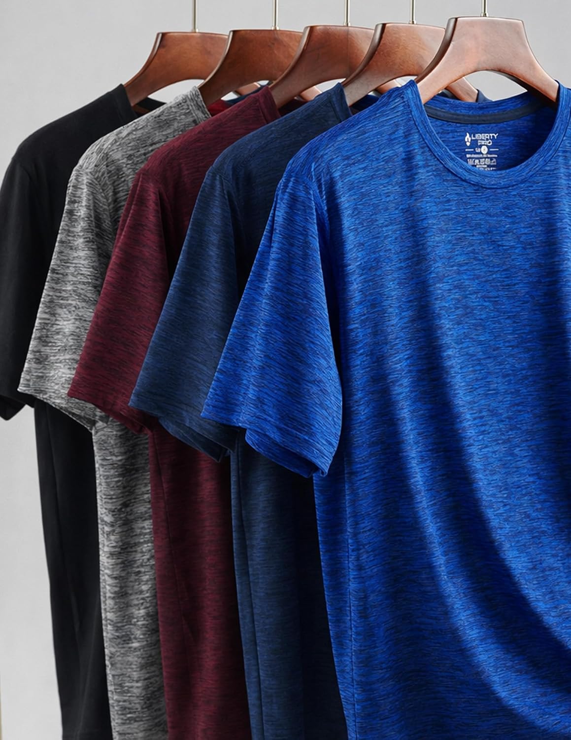 5 Pack Men’s Active Quick Dry Crew Neck T Shirts | Athletic Running Gym Workout Short Sleeve Tee Tops Bulk