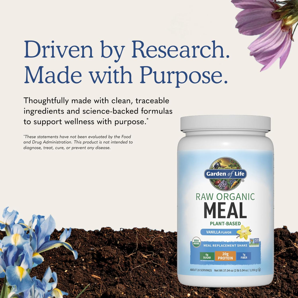 Garden of Life Raw Organic Meal Protein Powder, Vanilla, 28 Servings