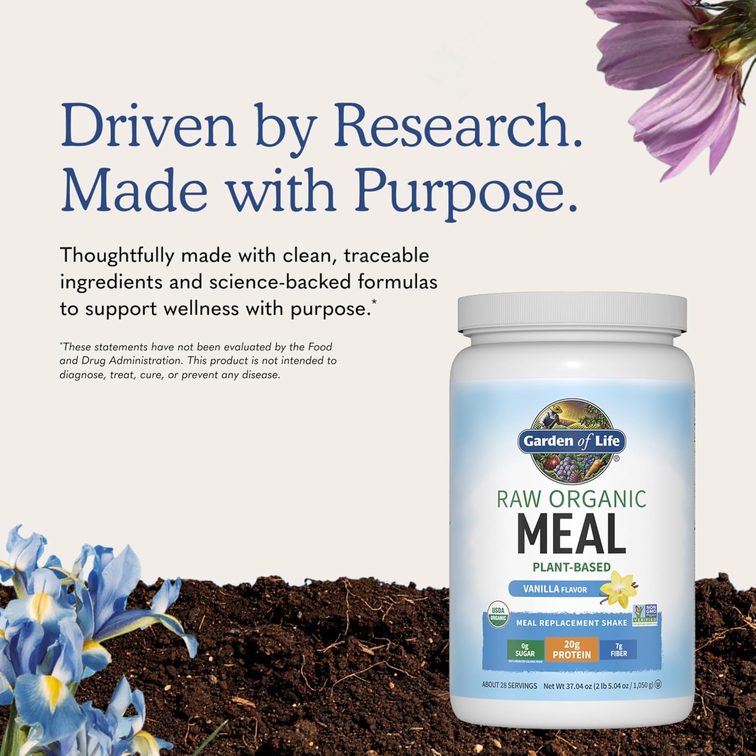 Garden of Life Raw Organic Meal Protein Powder, Vanilla, 28 Servings