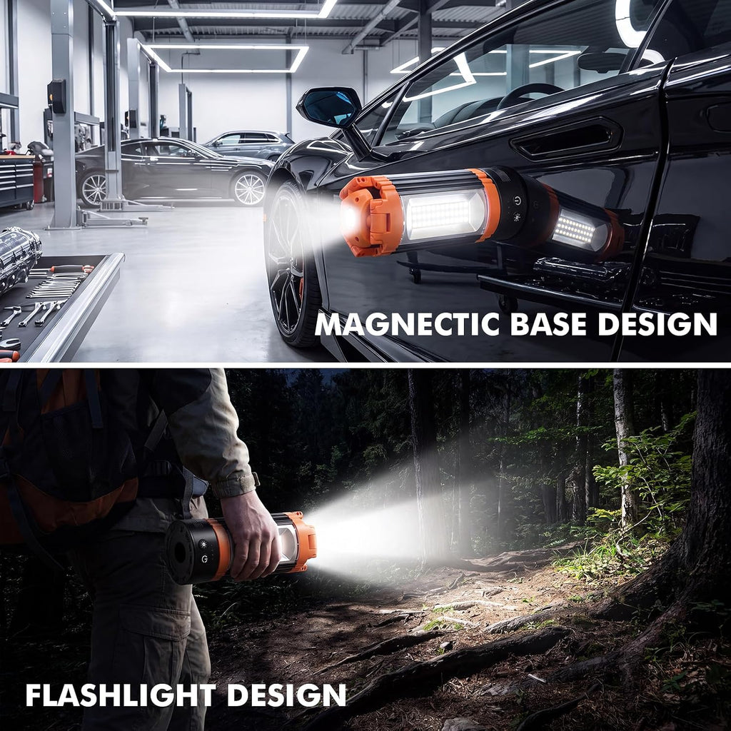 Rechargeable Camping Light with Stand, Magnetic 3 Colors Camping Lantern Work Light