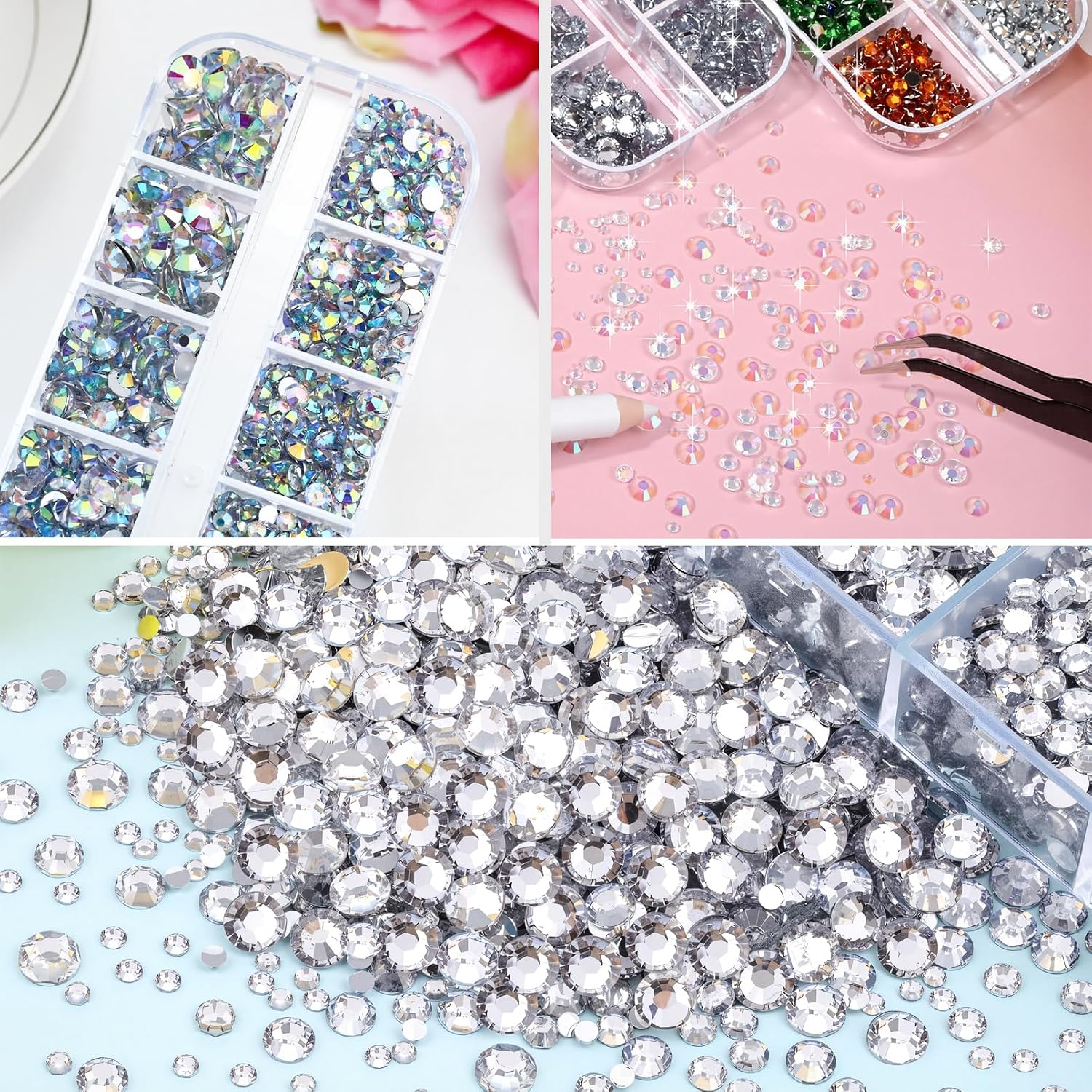 Hotfix Rhinestones Applicator DIY Kit with 4600 Crystals, 19 Pattern Design