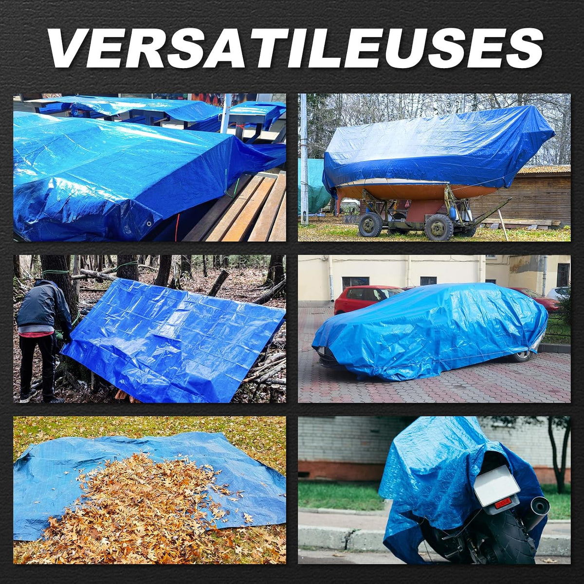 Tarps Waterproof 10x12 Feet, 2 Pack Heavy Duty Green Tarp Cover 8 Mil Thick, Resistant Plastic Tarpaulin with Metal Grommets, Outdoor Tent Cover for Emergency Rain