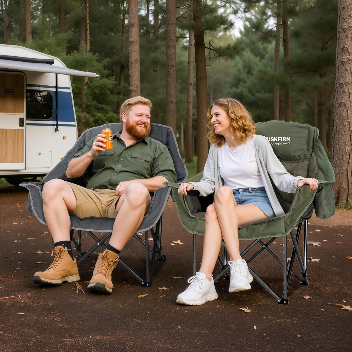 Oversized Camping Chair,Padded Camping Chairs Support 450LBS, Green