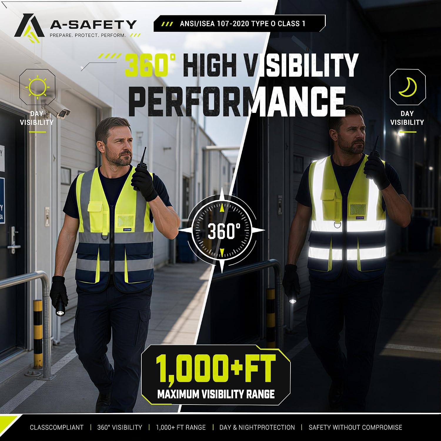 A-SAFETY High Visibility Reflective Safety Vest Customize Logo (XS-8XL)