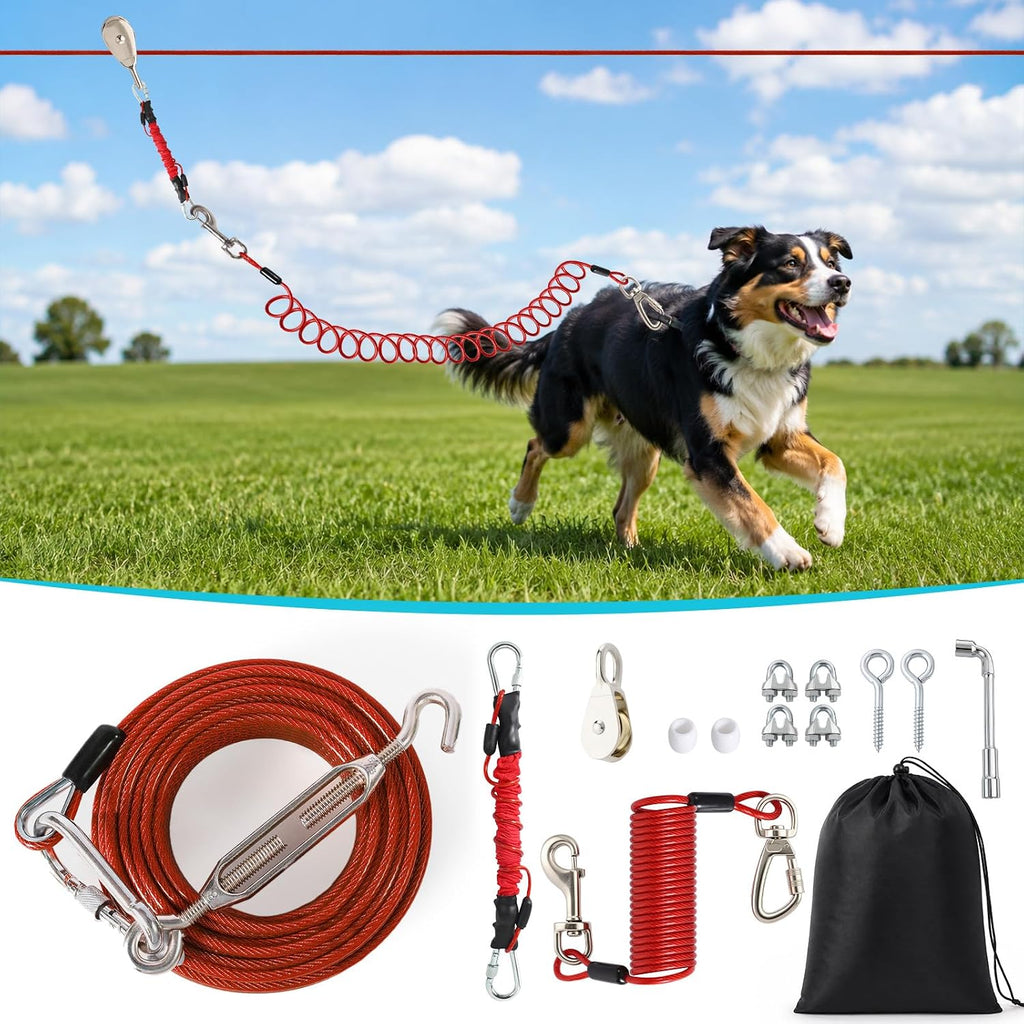 50FT Dog Zip Line System for Large Dogs Up to 300lb