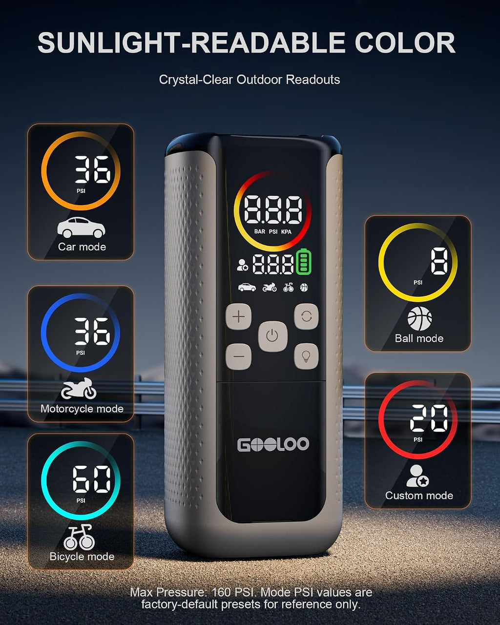 GOOLOO GT160 DUAL Heavy-Duty Tire Inflator Portable Air Compressor