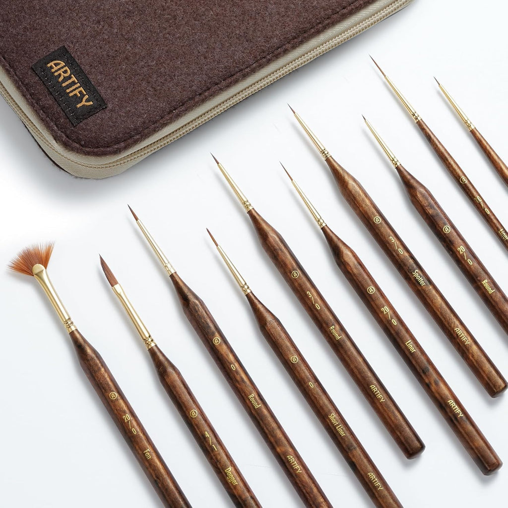 Artify Miniature Paint Brushes, Detail Brushes for Paint by Numbers, 10 Sizes Fine Detail Brushes for Paper Painting, Precision Brushes for Acrylic, Watercolor, Oil