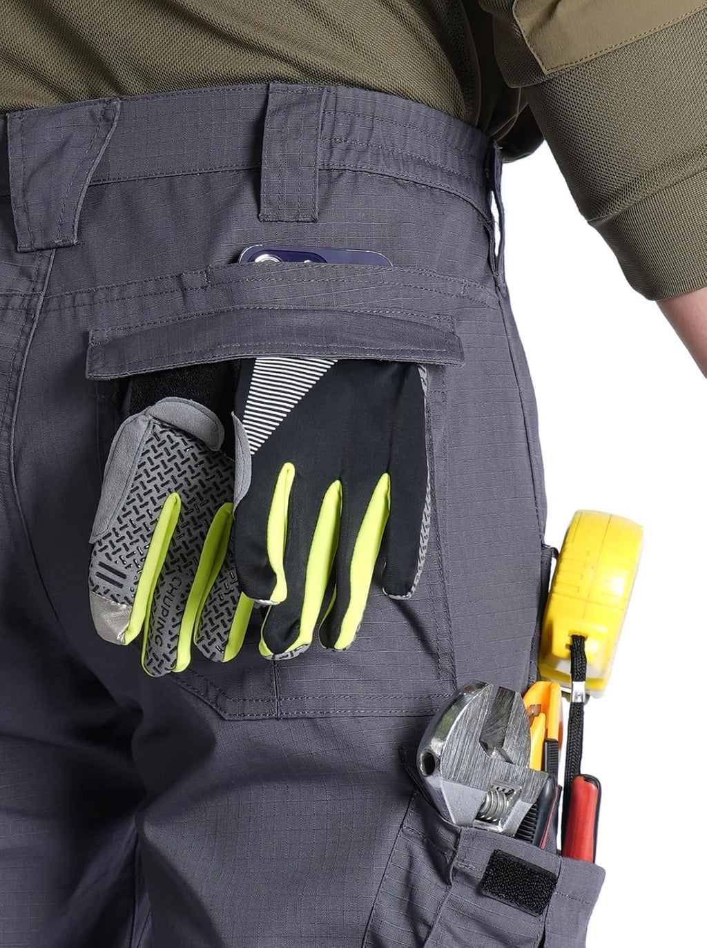 SPOSULEI Mens Tactical Pants Ripstop Cargo Work Pants with 9 Pockets Water Resistant Breathable Hiking Construction Pants