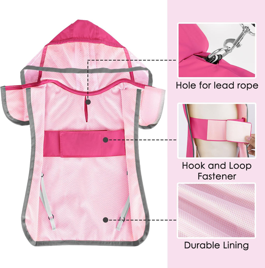 Lukovee Dog Raincoat, Waterproof Rain Jacket, Clear Hood & Reflective Rim