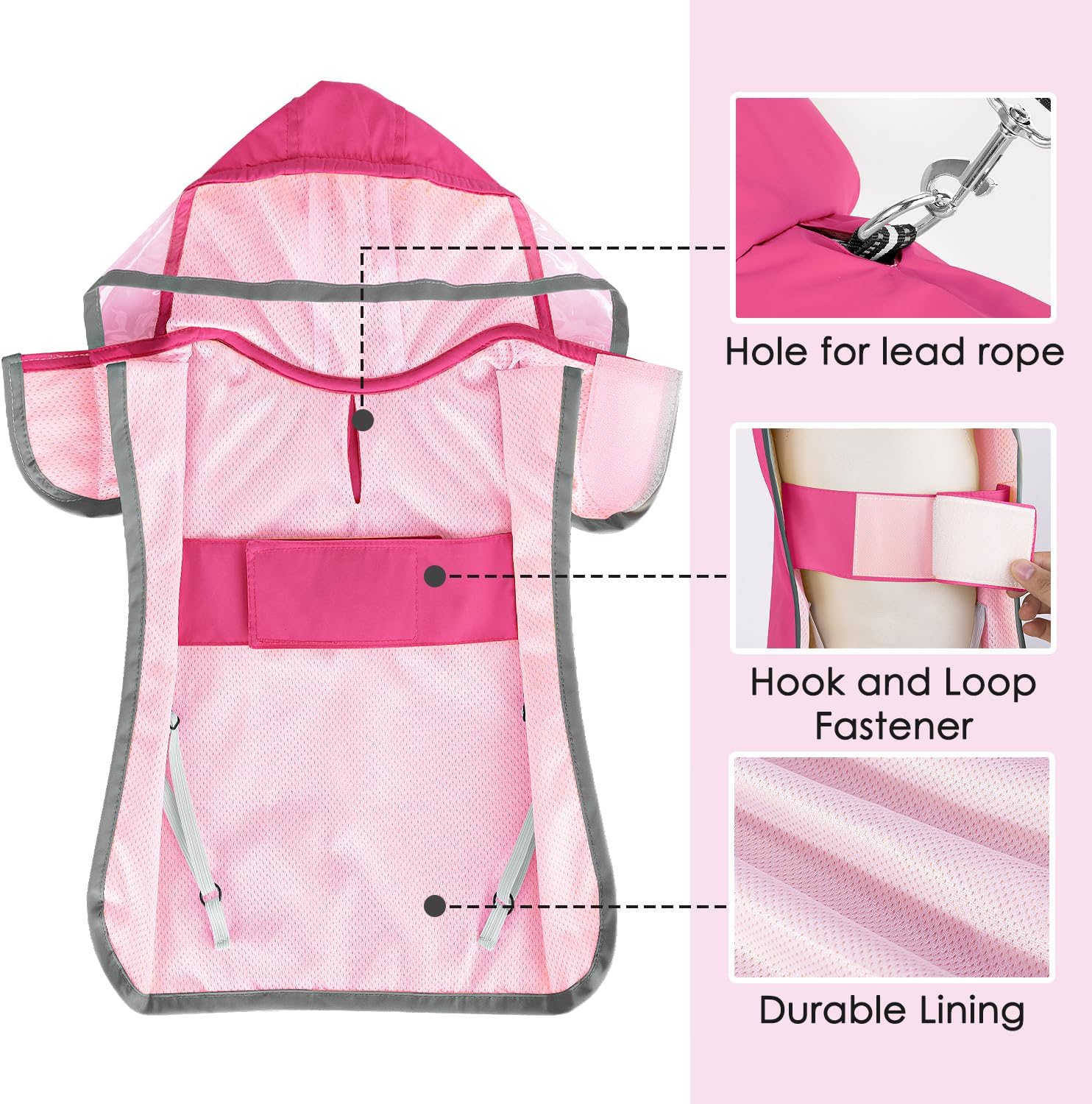 Lukovee Dog Raincoat, Waterproof Rain Jacket, Clear Hood & Reflective Rim