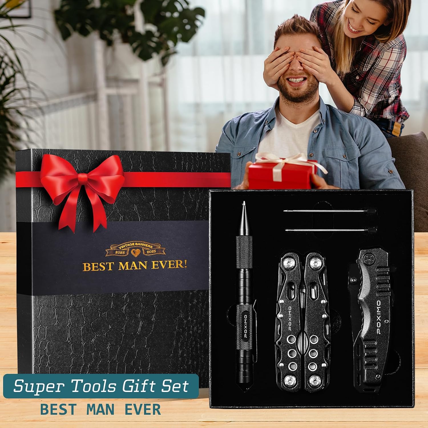 Multitool Gift Set for Men Dad Him, 3-in-1 EDC Survival Kit with 14 in1 Multi-Pliers, Pocket Knife & Tactical Pen | Premium Military-Grade Multi Tools for Camping, Car, Father’s Day, Dad Gifts