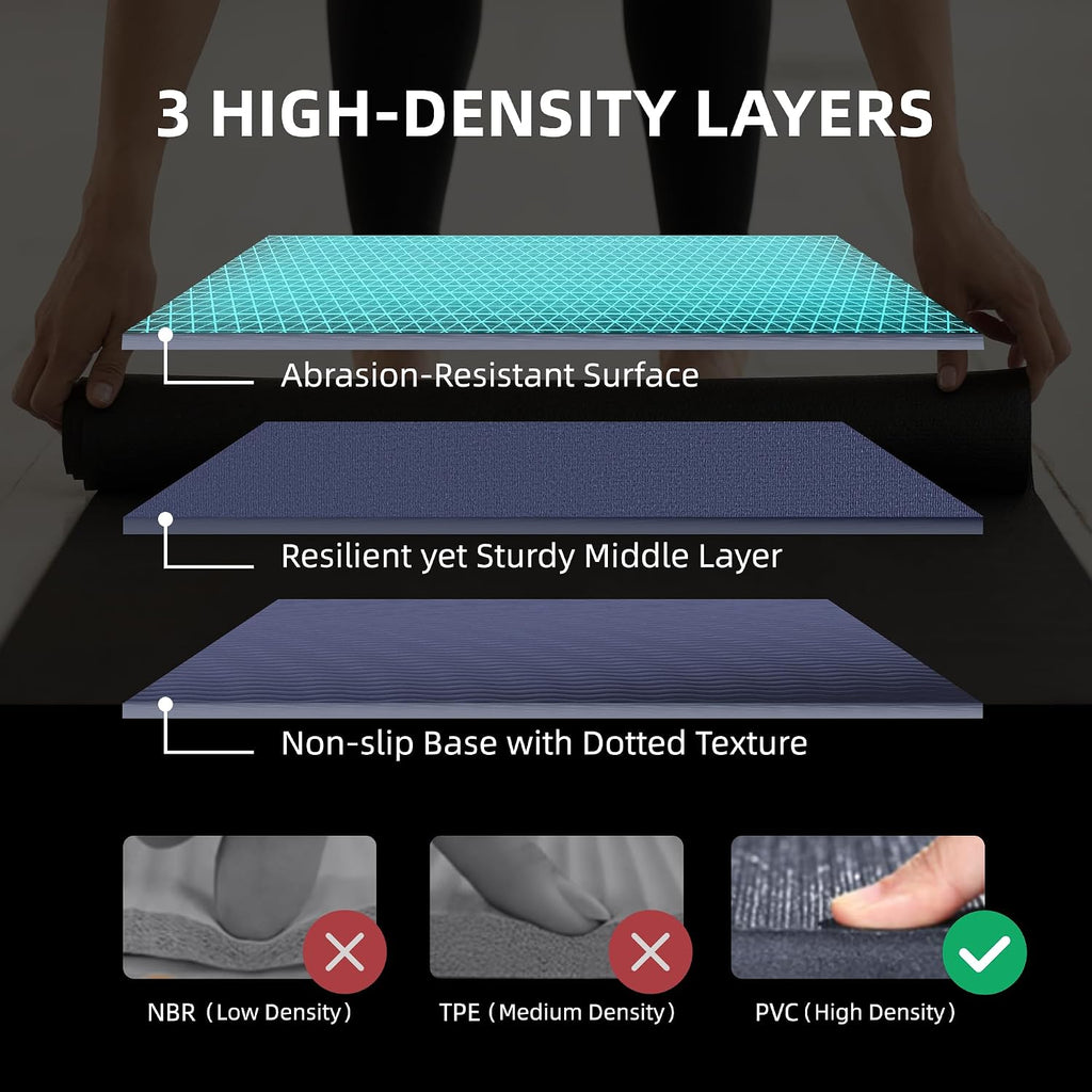 GymCope Large Exercise Mat for Home Workouts, 12x6/10x6/9x6/8x6/7x5/6x4 ft