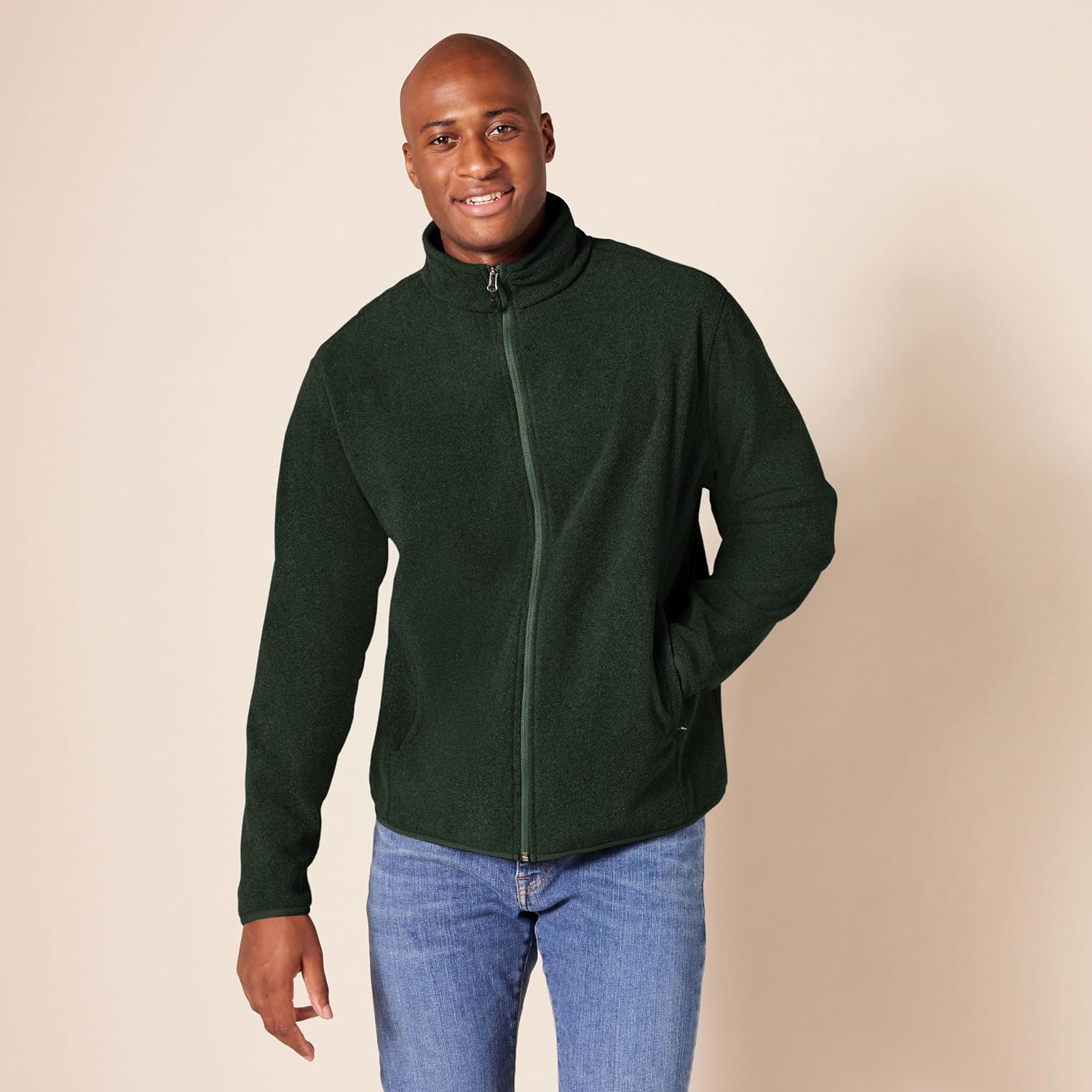 Amazon Essentials Men's Full-Zip Polar Fleece Jacket with Zippered Pockets for Cold Outdoor Weather (Available in Big & Tall)