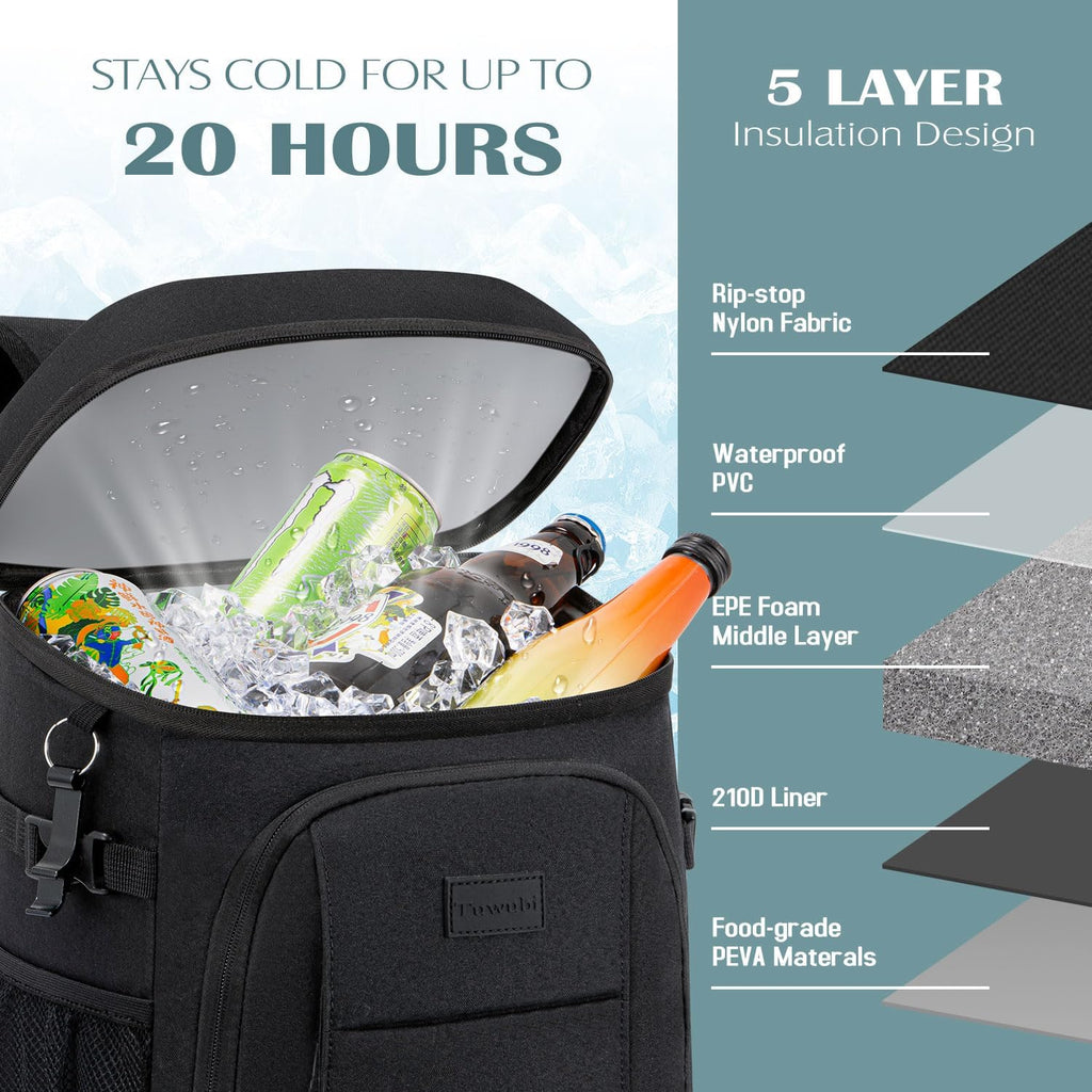 Tuwubi Cooler Backpack 35/42 Cans, Backpack Coolers Insulated Leak Proof for Men Women, Waterproof Soft Sided Lunch Camping Beach Travel Ice Chest Backpack Cooler Bag