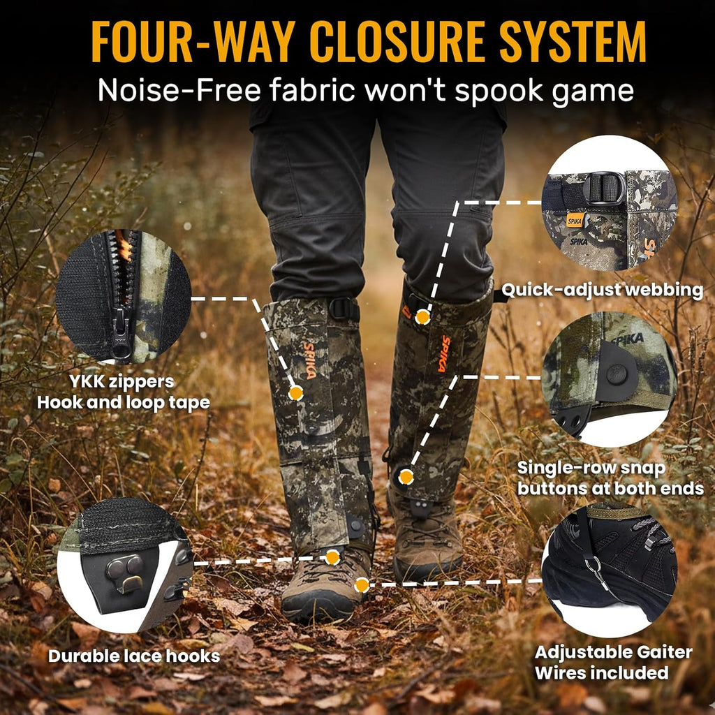 SPIKA Strike Snake Gaiters, Waterproof Hunting Gaiter for Men and Women, Adjustable and Snake Resistent Leg Protective for Outdoors Hiking