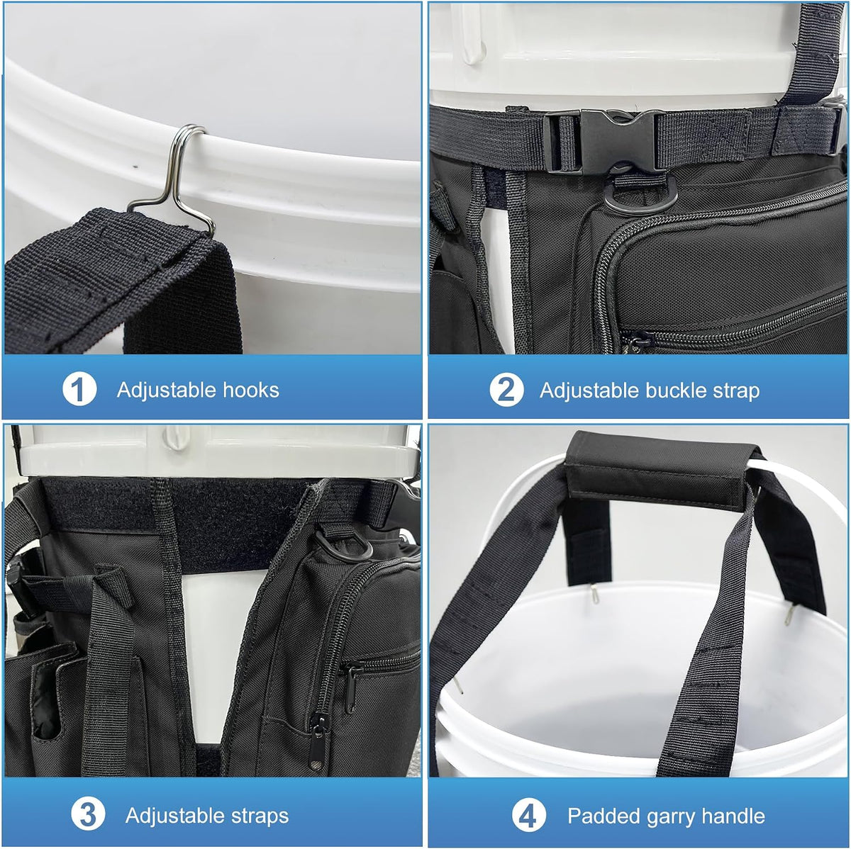 Fishing Bucket Organizer with Bucket Cover Fishing Tackle Bag with Rod & Plier Holder, Multi-Pockets for 5 Gallon Bucket Fishing Gear & Accessories Father Gifts