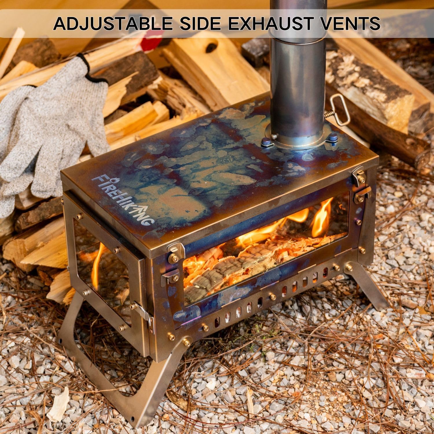 FireHiking Ultralight Wood Stove (2nd Gen) LANK Mini Camping Titanium Tent Stove Thickened TA1 Anti-deformation Folding Portable Wood Burning Stove