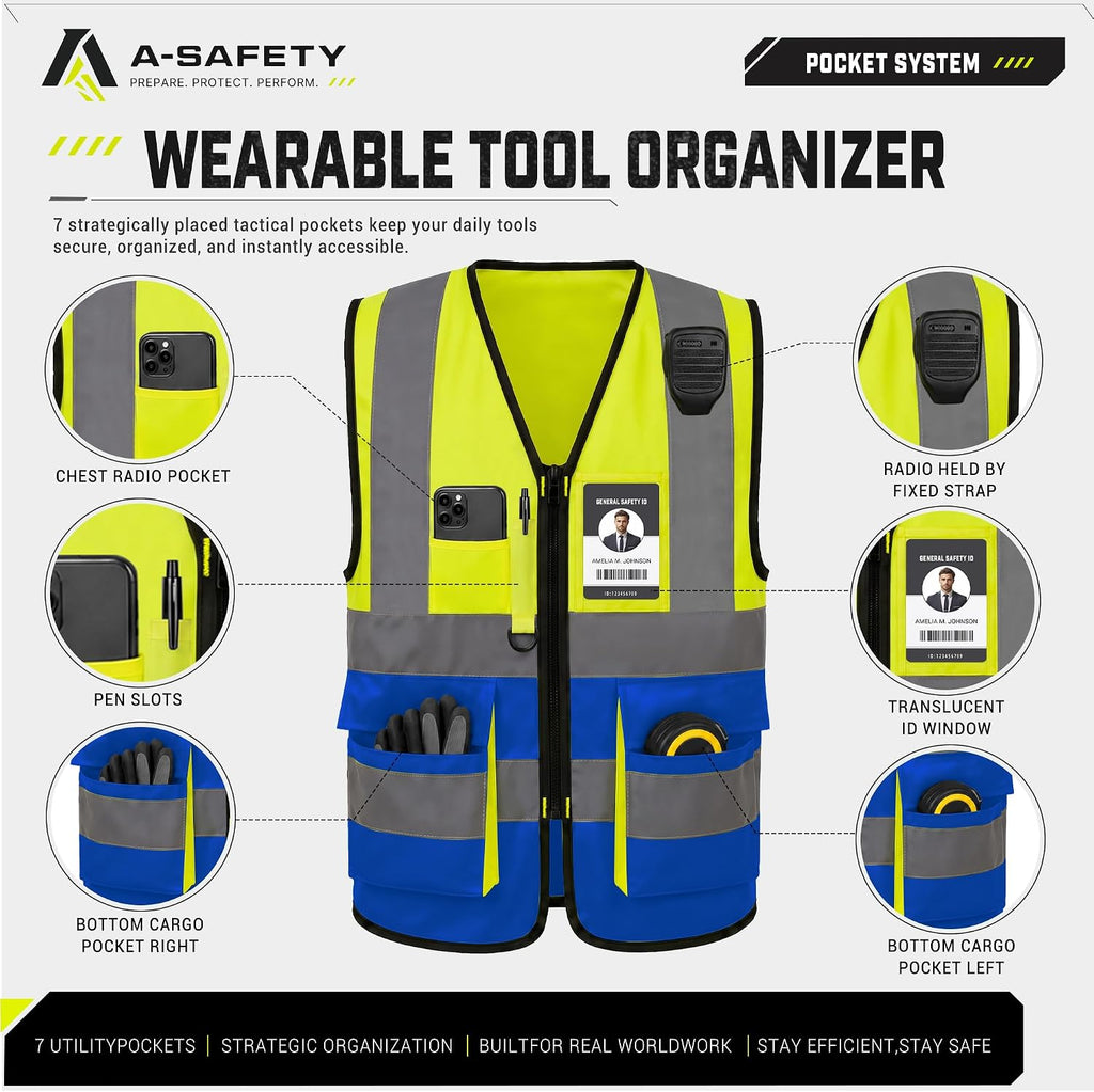 A-SAFETY High Visibility Reflective Safety Vest Customize Logo (XS-8XL)