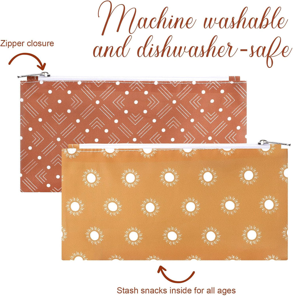 6 Pcs Reusable Snack Bag for Kid School Lunch Adult Portion Washable Fabric