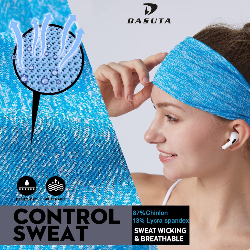 Workout Headbands for Women Sports Sweatbands Yoga Hairbands for Fitness Elastic Athletic Non Slip Wicking Headscarf for Men Womens and Girls 10 PCS (Style 3-10 Color)