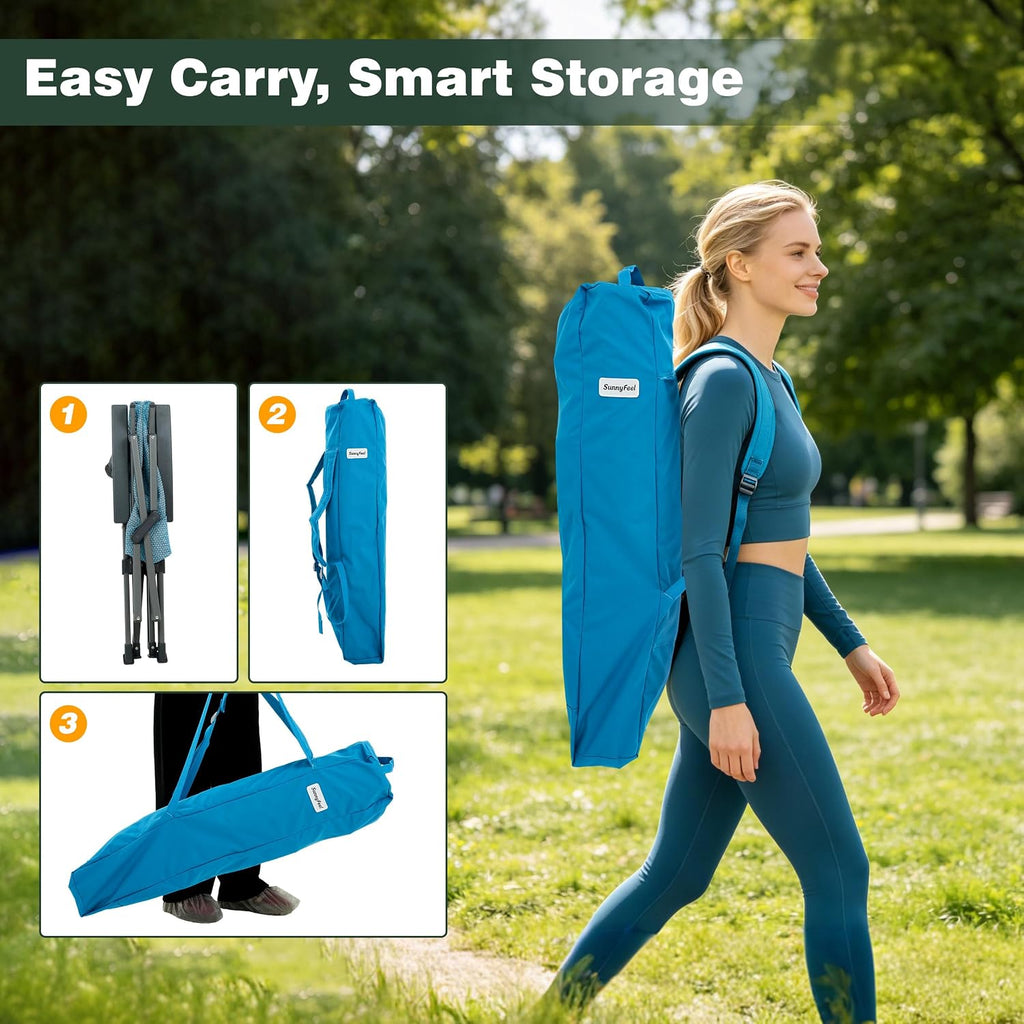 SUNNYFEEL High Back Folding Camping Chair 500 lbs with Aluminum Frame, Blue