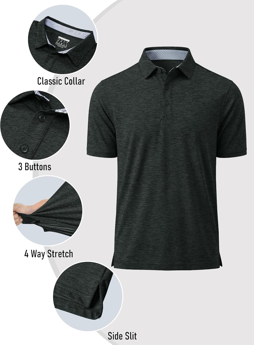 MAGCOMSEN Men's Short Sleeve Polo Golf Shirts 3-Button Moisture Wicking Athletic T-Shirts Casual Collared Shirt