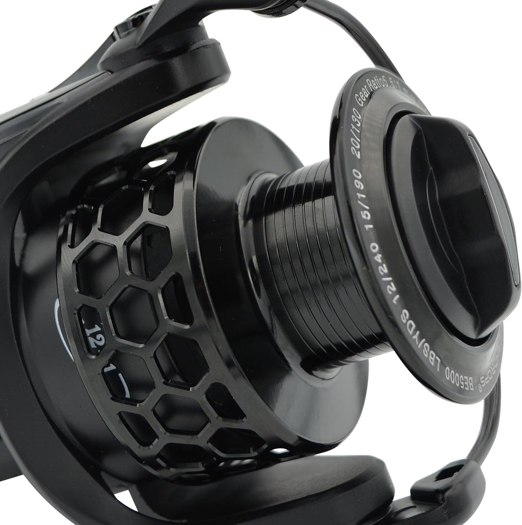 Fishdrops Spinning Fishing Reels 12+1BB Ultra Lightweight Carved Aluminum Spool Reels Affordable Smooth Spinning Reels