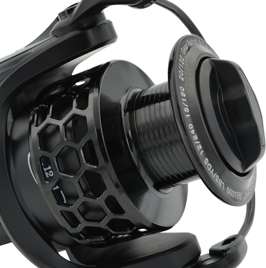 Fishdrops Spinning Fishing Reels 12+1BB Ultra Lightweight Carved Aluminum Spool Reels Affordable Smooth Spinning Reels