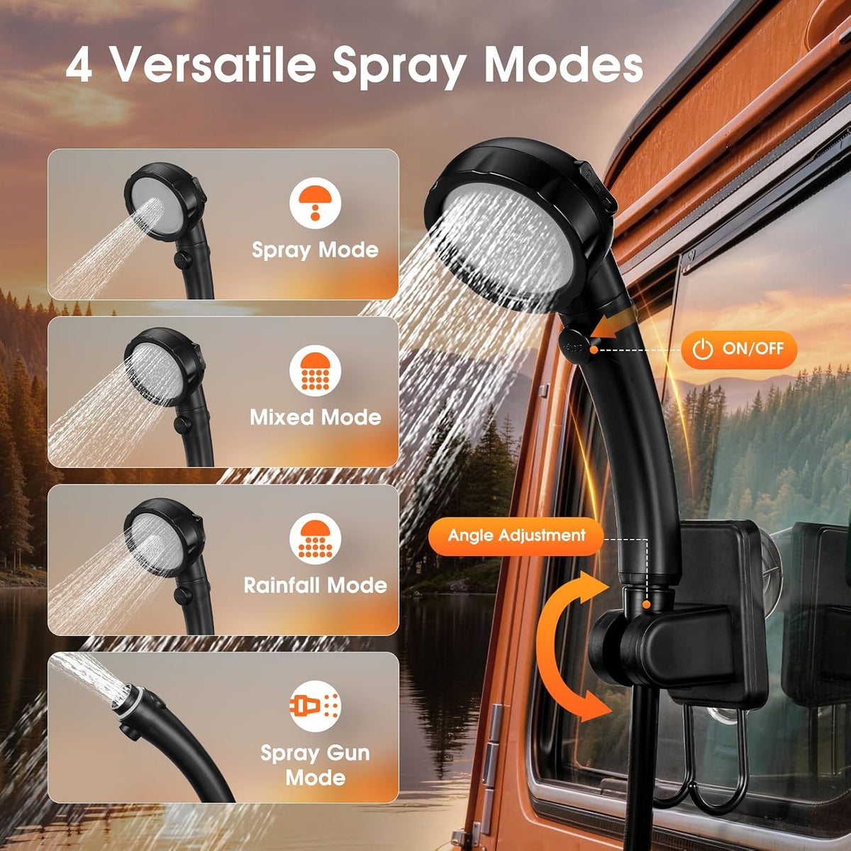 CRESTWAVE Camping Shower with Heater, 6000mAh Rechargeable Portable Shower